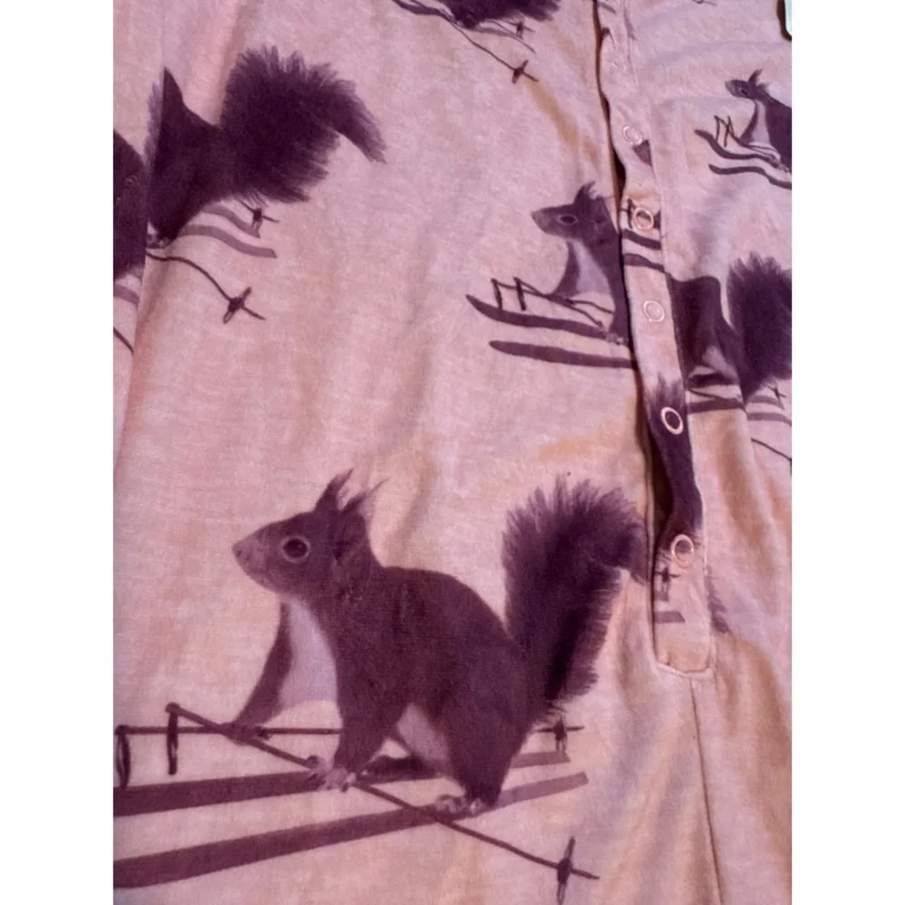 Pink Button Front Raccoon Onsie Pajama